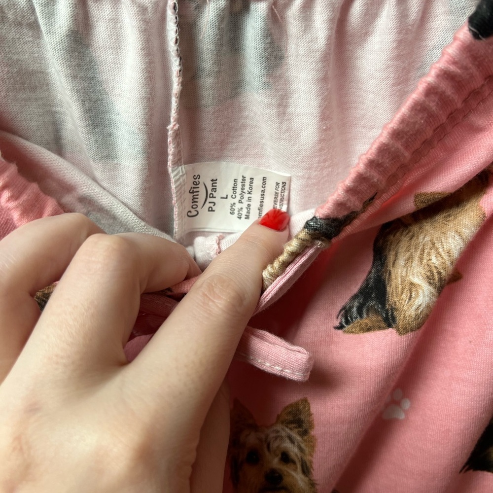 Comfies Pink Yorkie Print Women's Pajama Pants, Large, NWOT - Picture 3 of 5